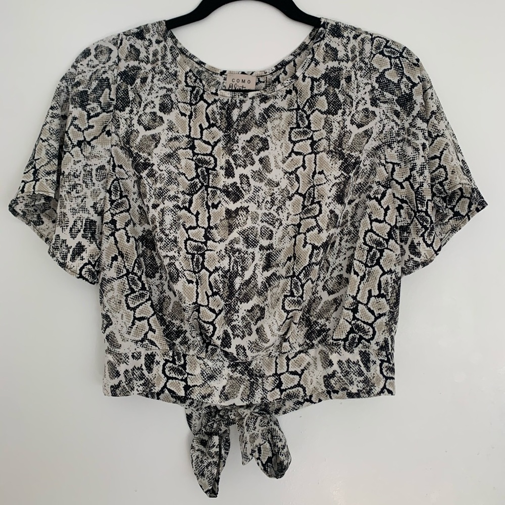 Cropped Snakeskin Top with Open Back